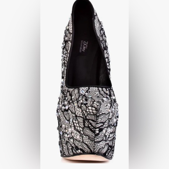 ZigiNY Blacklabel Lace and Rhinestone Stilettos. Size 10. New without tag. - Picture 4 of 5